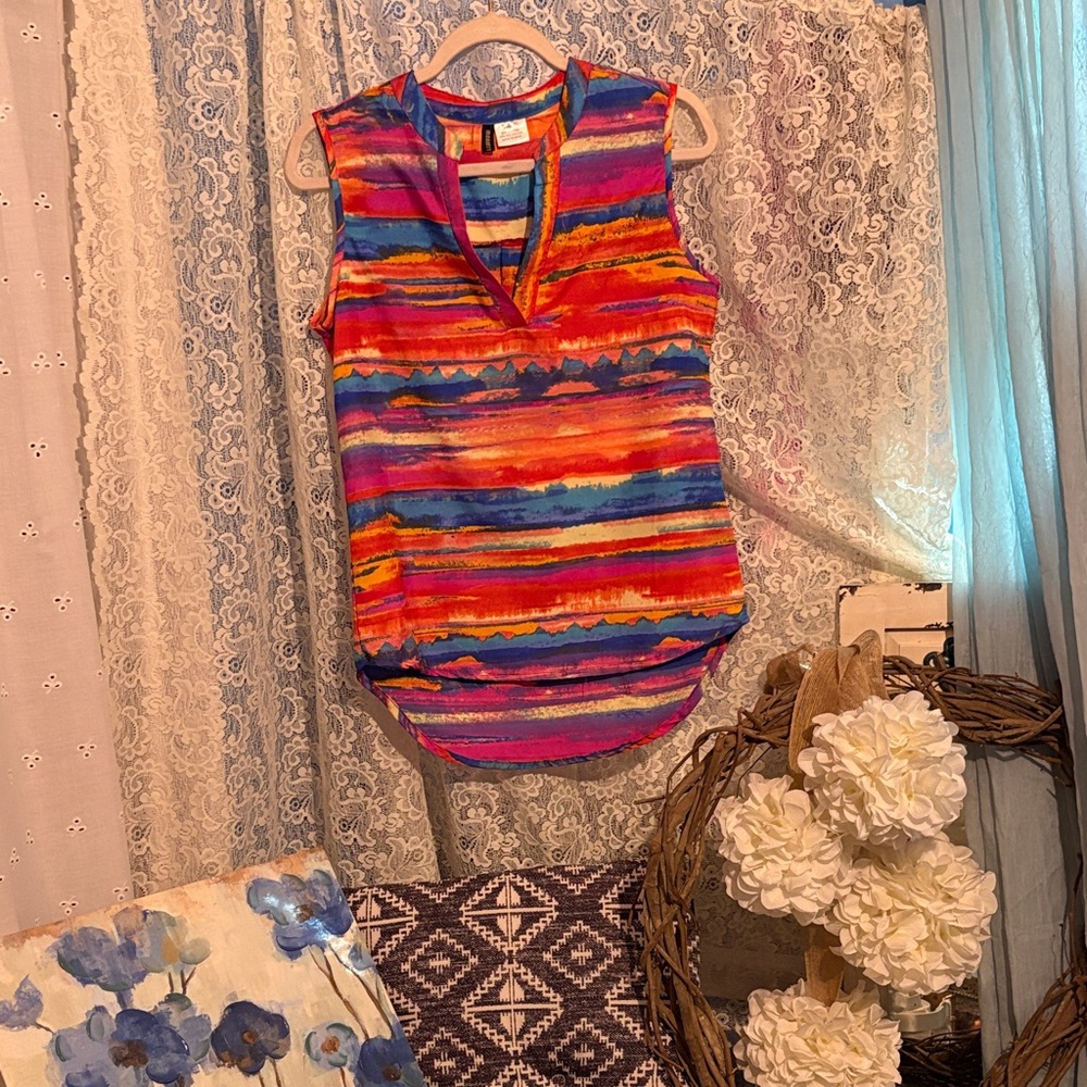 Vibrant Multicolor Sleeveless Blouse
